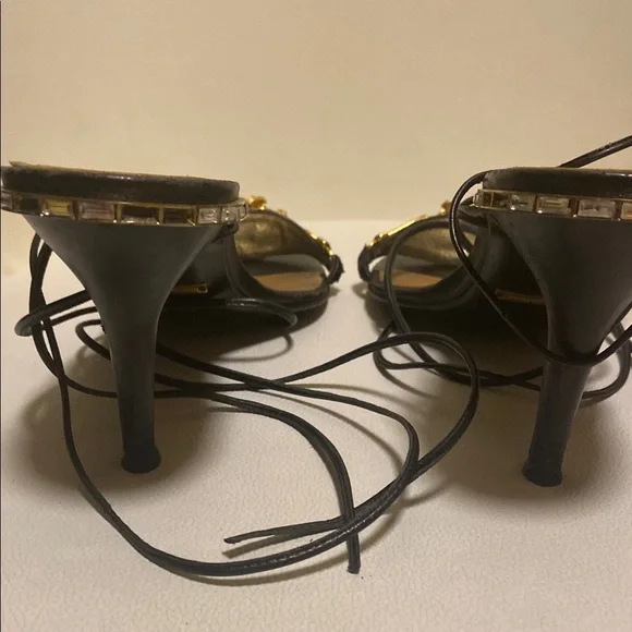 Dolce & Gabbana Christal embroidery Black and Gold Women's Heels
